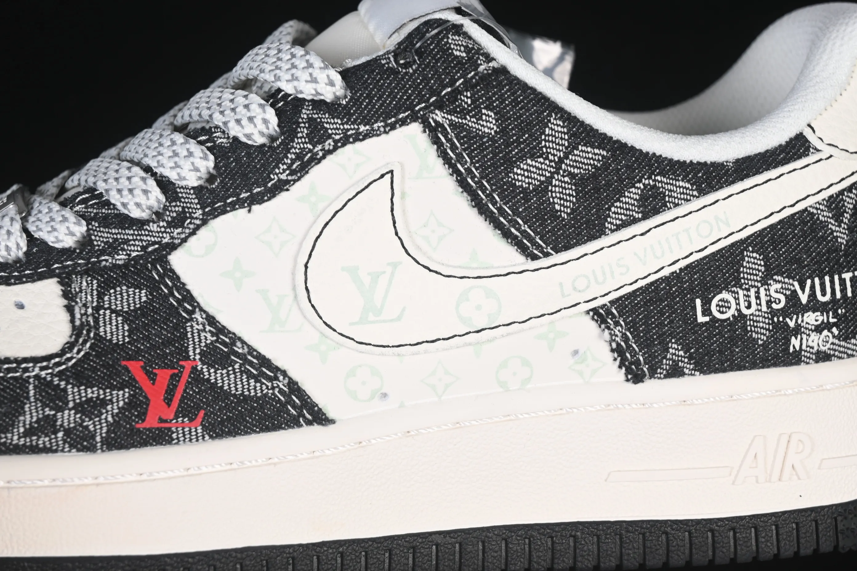 All categories Nk Air Force 1 Air Force series Nk Air Force 1 Low Air Force low-top Nike Air Force 1'07 Low LV co-branded denim beige and black stitching Air Force 1 low-top casual sneakers MZ9588-815